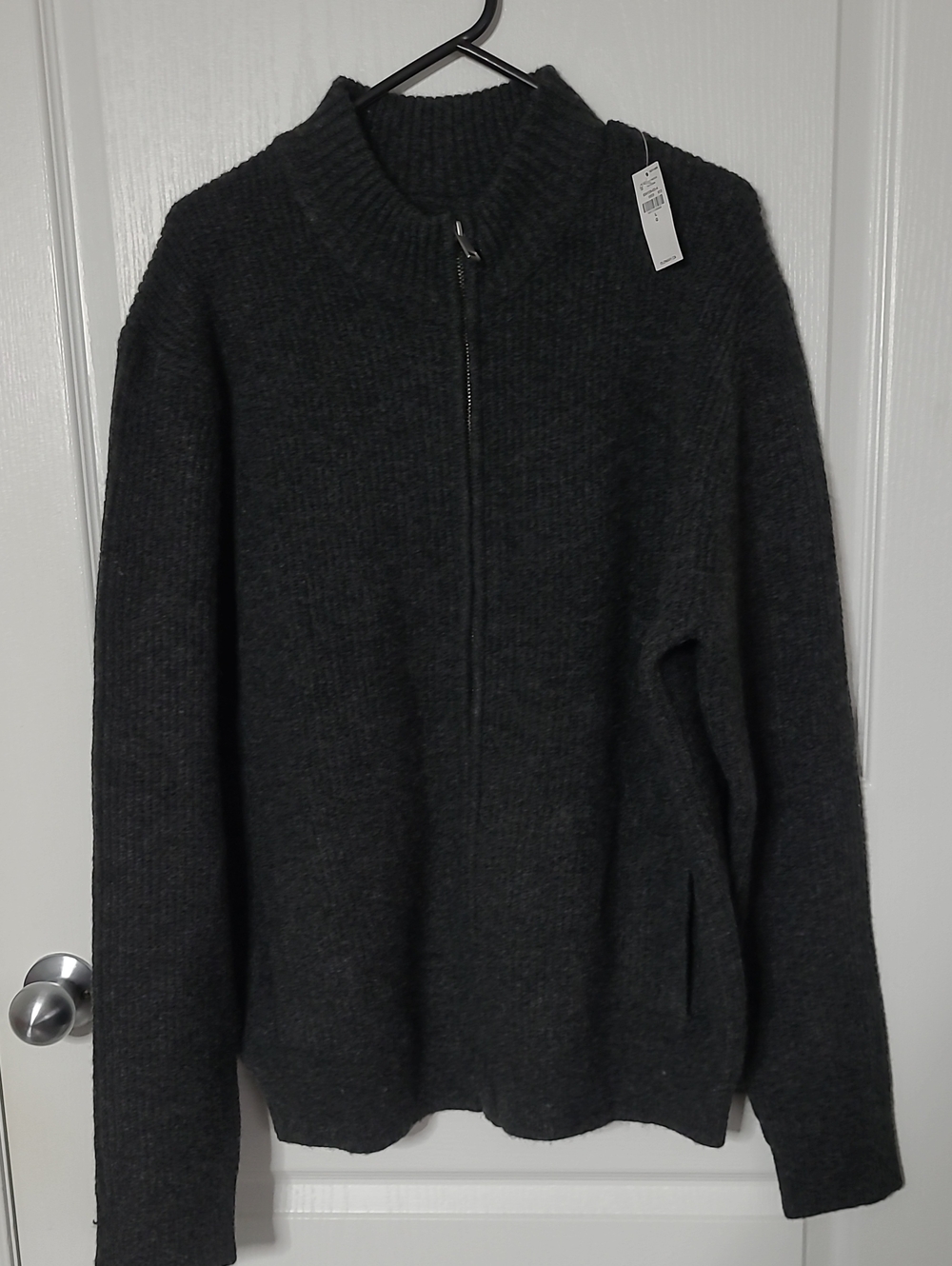 Old Navy Men's Dark Charcoal Full-Zip Sweater Size LARGE New